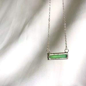 Green Glass Pendant Necklace